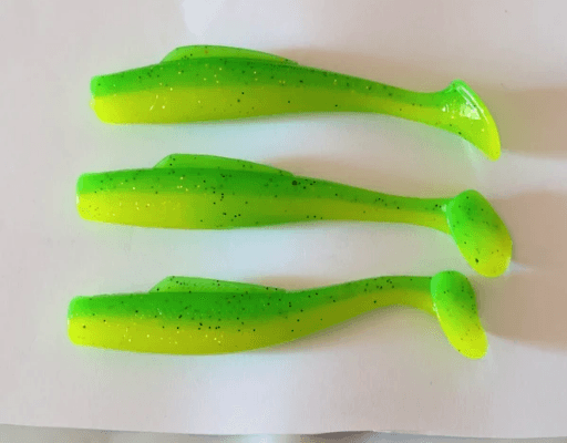 Lot 3 leurres souples Shad 8g vert jaune fluo