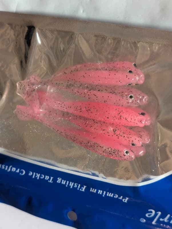 Lot de 5 leurres souples poisson rose pailleté 7 cm 2,4 g – Pêche carnassiers