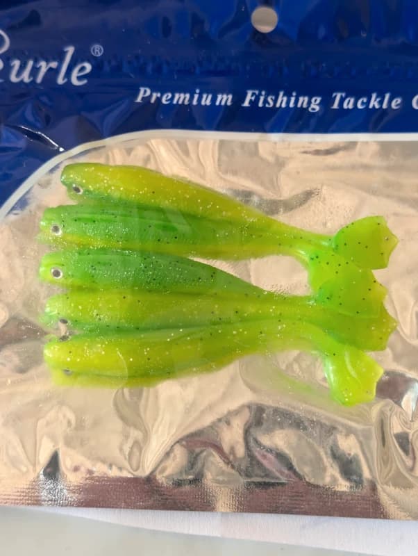 Lot de 5 leurres souples poisson vert fluo pailletĂ© 7 cm 2,4 g â PĂȘche carnassiers