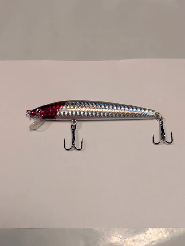 Leurre poisson nageur Minnow 10 cm 8,5 g holographique rouge argent – Pêche carnassiers