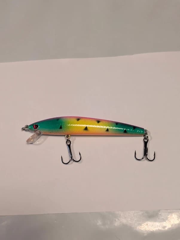 Leurre poisson nageur Minnow multicolore vert jaune rose – Pêche carnassiers