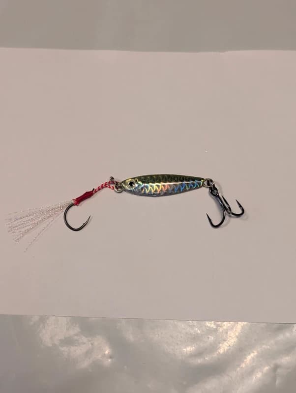 Leurre Jig métallique 4 cm 8 g holographique vert argenté – Pêche carnassiers