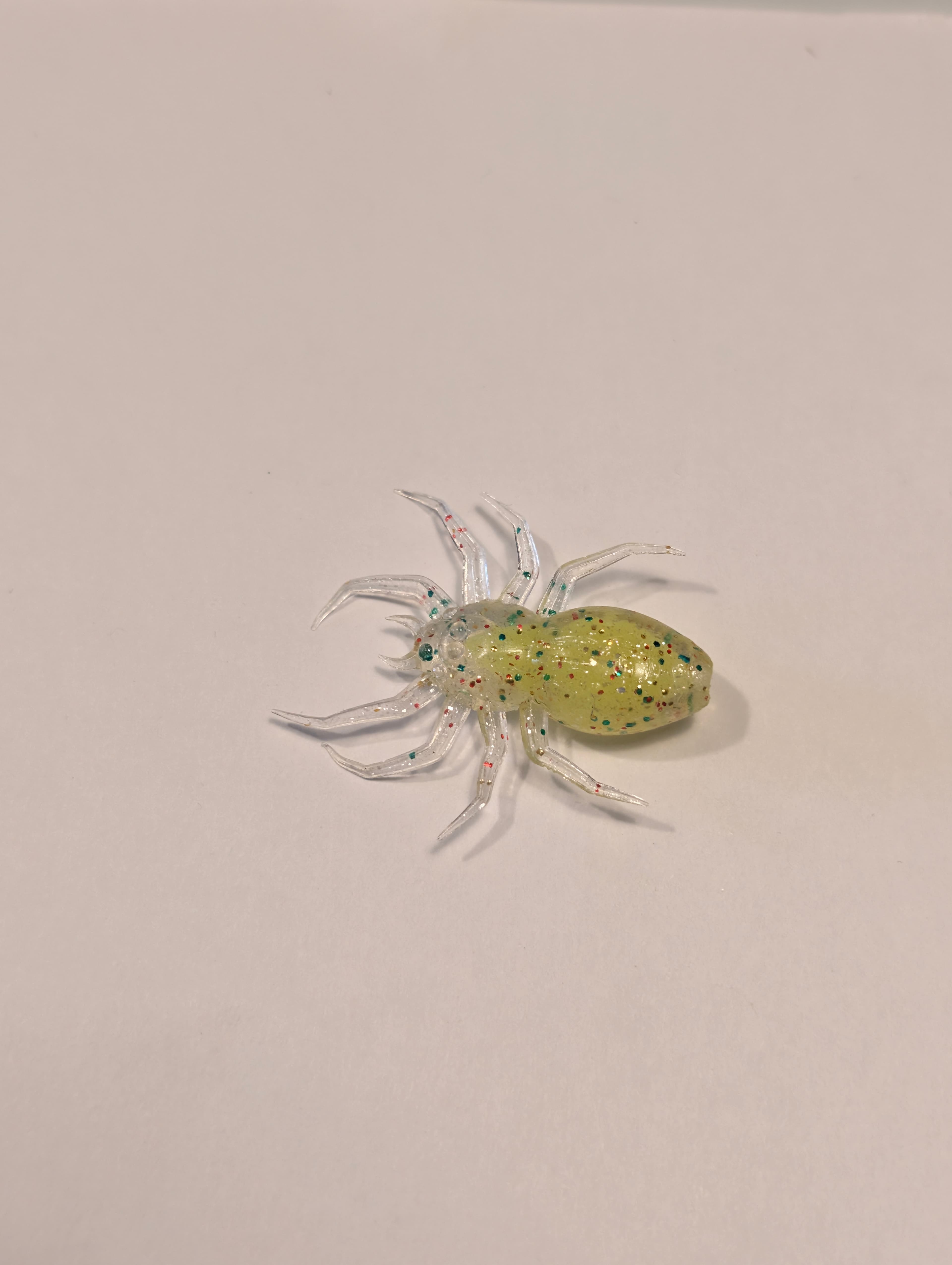 Leurre souple araignée 4 cm 1,3 g jaune pailleté pêche perche truite black bass